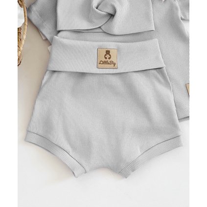 Žebrované kraťasy s vysokým pasem šedé