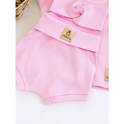 Žebrované kraťasy s vysokým pasem lila baby pink