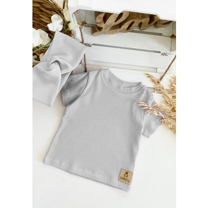 Žebrované tričko šedé