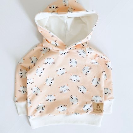 Mikina s kapucí "Pudrové kočky"