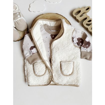 Vesta na zapínání mléčná z beránka