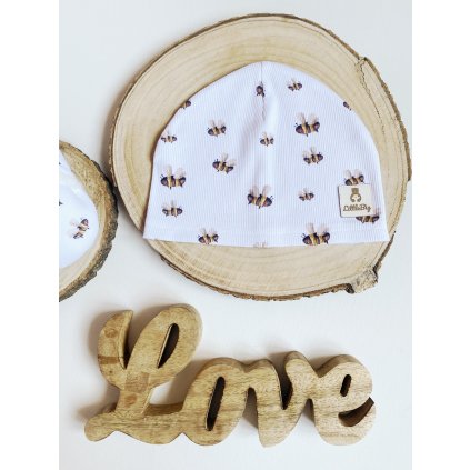 Čepice žebrovaná "Včelky"