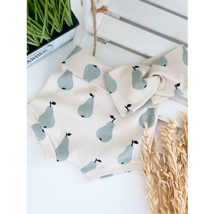 Žebrované kraťasy s vysokým pasem "Hrušky"