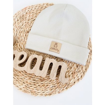 Čepice žebrovaná béžová