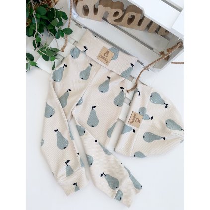 Žebrované legíny s vysokým pasem "Hrušky "