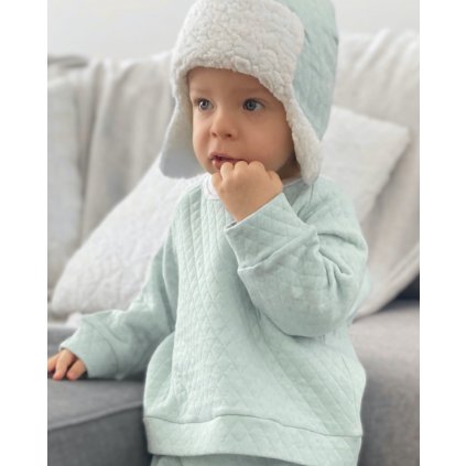 Mikina bez  kapucí prošívaná mentolová