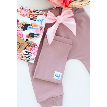 Tepláky růžové s mašlí