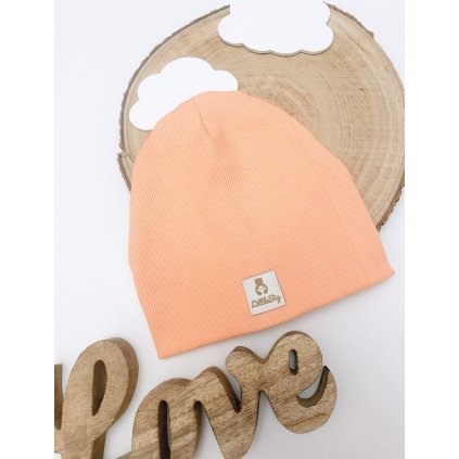 Čepice žebrovaná broskvová