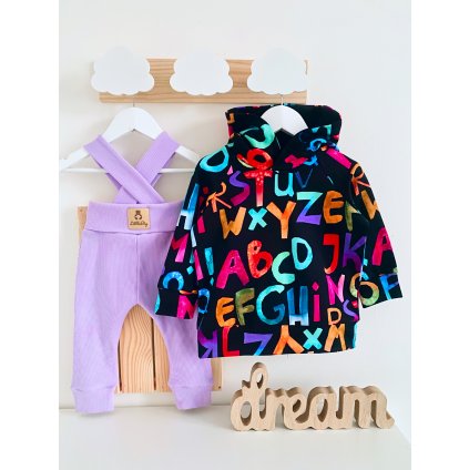 Mikina s kapucí  černá  s písmenem