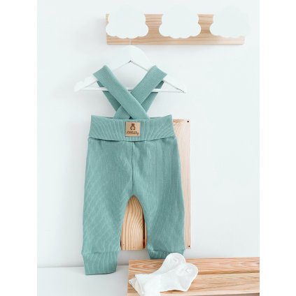 Žebrované pistáciové legíny s traky