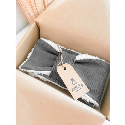 Šála z žebrovaného úpletu a beránkem grafitová