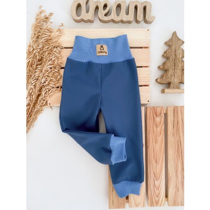 Softshellové kalhoty s vysokým pasem tmavě modré