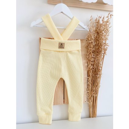 Žebrované vanilkové legíny s traky