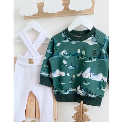 Mikina bez  kapucí "Zimní les" zelená