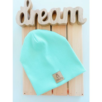 Čepice mentolová žebrovaná