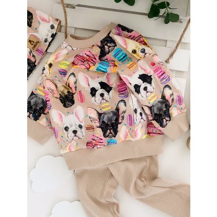 Mikina bez  kapucí s buldočky