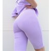 Žebrované elastické kraťasy s vysokým pasem "Lila"