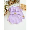 Žebrované kraťasy s vysokým pasem lila