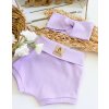 Žebrované kraťasy s vysokým pasem lila