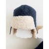 Ušanka s beránkem prošívaná tmavě modrá