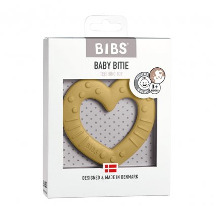 995 bibs baby bitie hryzatko srdce heart mustard