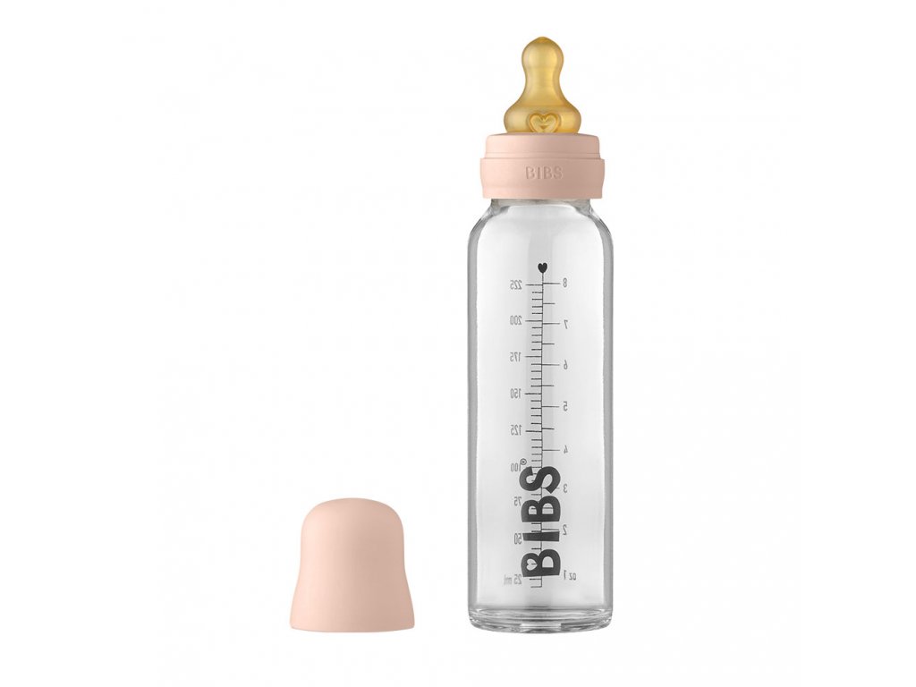 BIBS Baby Bottle sklenena flasa 225ml Blush