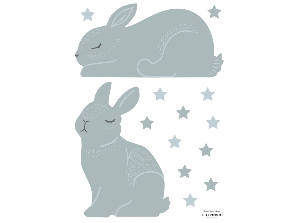 Samolepka LILIPINSO VINTAGE RABBITS SOFT BLUE "A3"