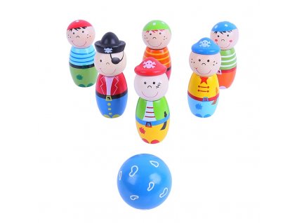 Bigjigs Toys Dřevěné kuželky Piráti