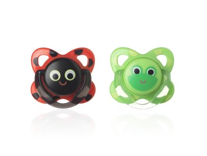 Tommee Tippee Šidítko s obrázky, orthodontic, latex, 2ks 6-12m beruška/žába