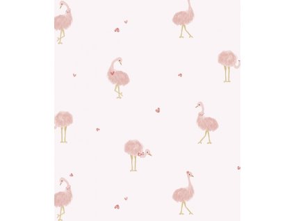 h599 papier peint rose fille autruches lilipinso