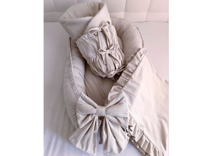 Set pre bábätko 3 v 1 béžová svetlá velvet Little Fantasy