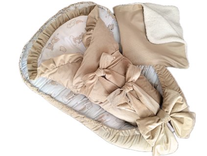 Set pre bábätko výbavička béžová Medvedík na obláčiku Little Fantasy