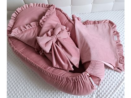 Výbavička pre bábätko s mašľou púdrová 3 v 1 Little Fantasy