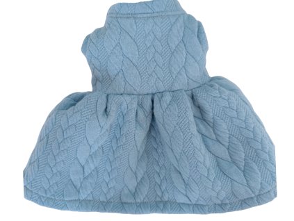 Modré pletené šaty pre obliekacieho psíka Lucky Doggy