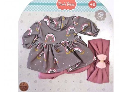 Oblečenie pre bábiku bábätko Paola Reina šaty s dúhou