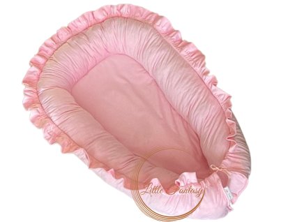 Hniezdo pre bábätko s volánom svetloružová VELVET LITTLE FANTASY