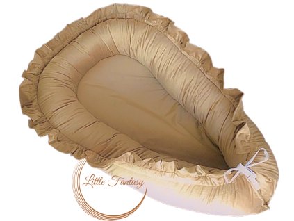 Hniezdo pre bábätko s volánom cappucino VELVET LITTLE FANTASY
