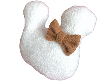 Vankúš Mickey barančekový biely s mašľou brown Little Fantasy