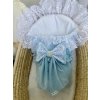 Zavinovačka na krst Little Fantasy modro biela s vyšívanou čipkou