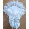 Zavinovačka na krst biela s vyšívanou čipkou a mašľou s výšivkou Little Fantasy