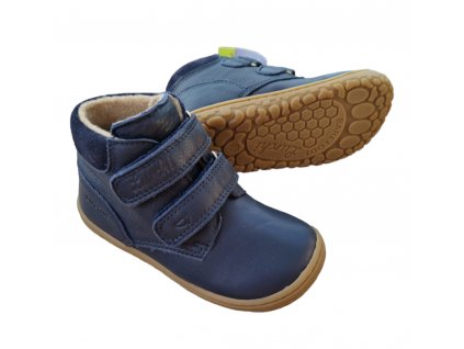 LURCHI NINO celoročné barefoot topánky s flísom NAPPA SUEDE BLUE