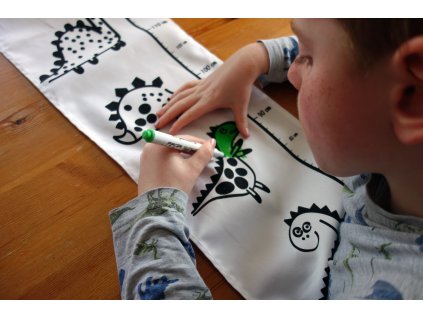 Dokreslovací látkový metr s dinosaury