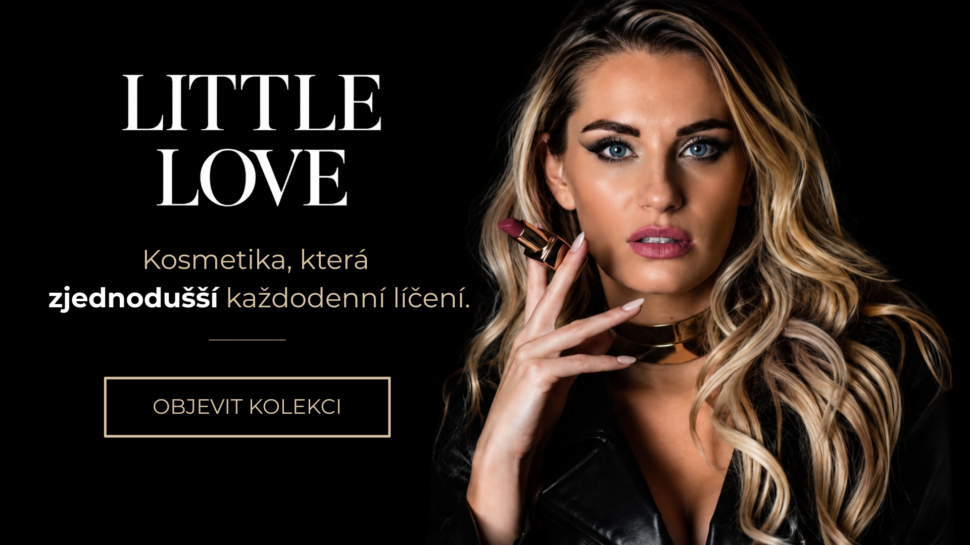 Karin Little Love – úvodní banner značky Little Love Cosmetics s rtěnkou Universal Nude.