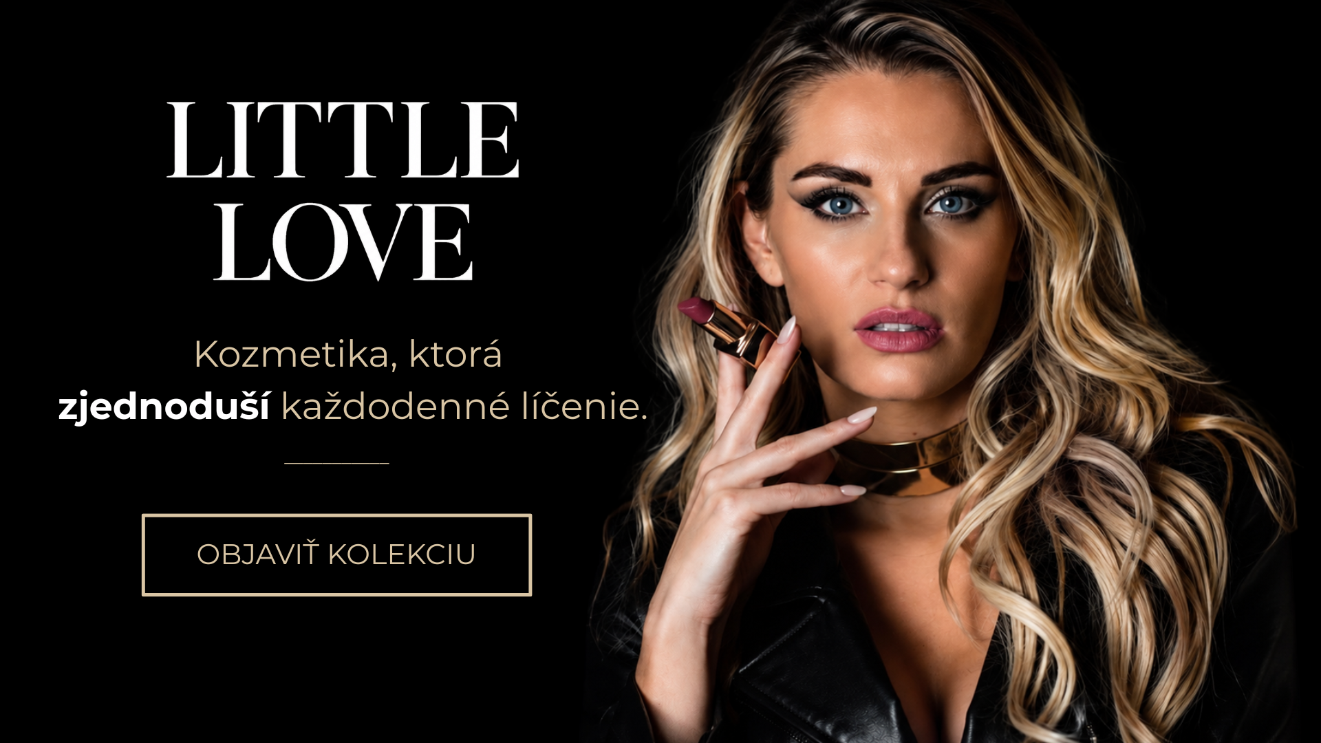 Karin Little Love – úvodní banner značky Little Love Cosmetics s rtěnkou Universal Nude.
