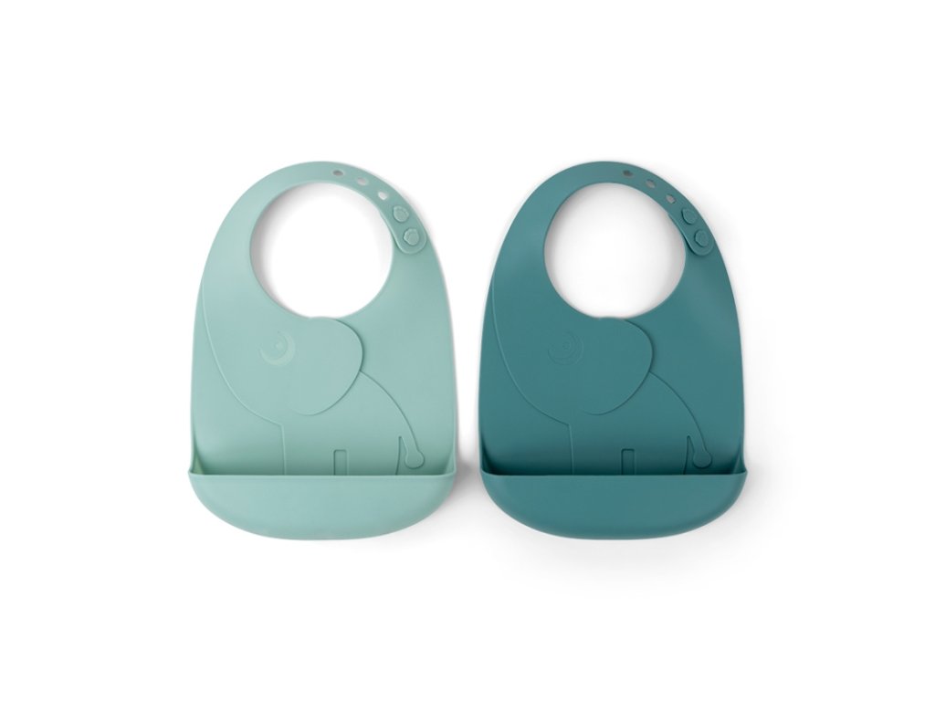 Set silikónových podbradníkov 2ks Peekaboo, modrá | Done by Deer