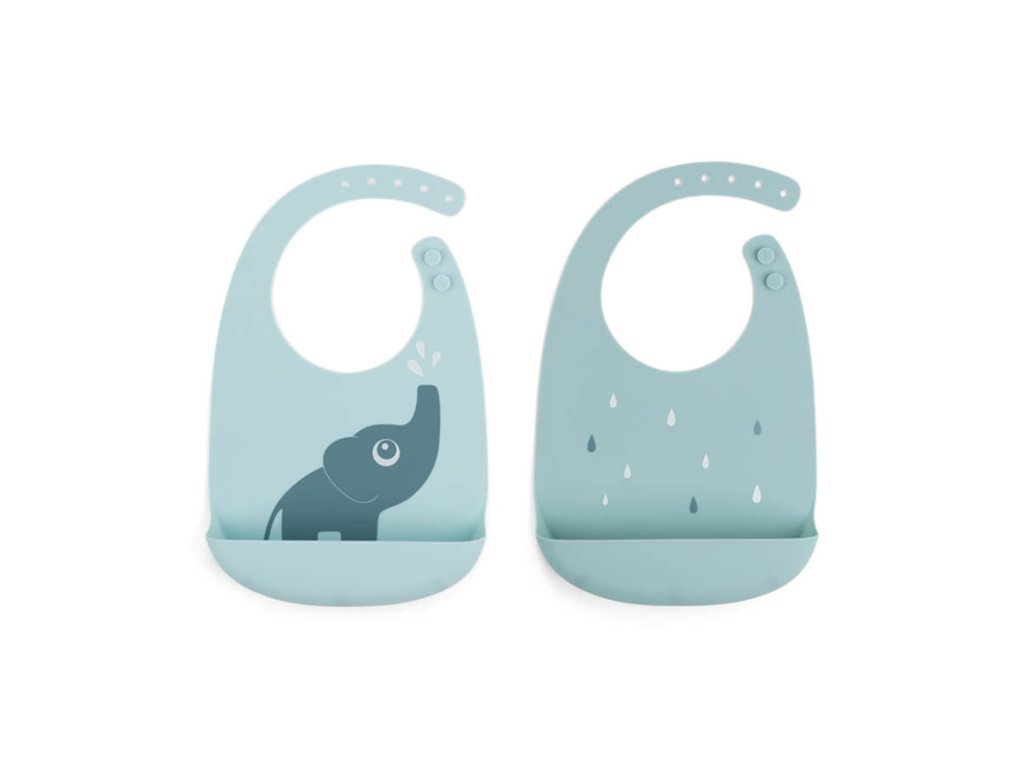 Set silikónových podbradníkov 2ks Elphee, modrá | Done by Deer