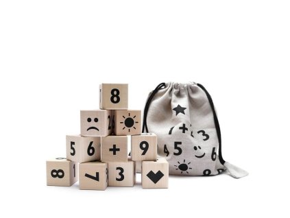 Drevené kocky čísla, čierne | Ooh Noo