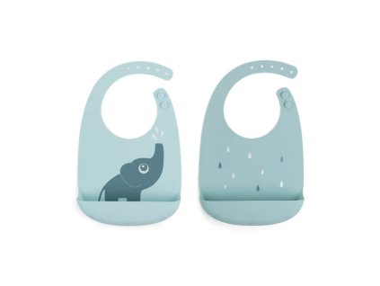 Set silikónových podbradníkov 2ks Elphee, modrá | Done by Deer