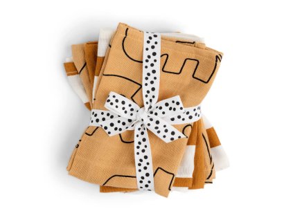 Mušelínové obrúsky Deer friends 5ks, horčicová | Done by Deer