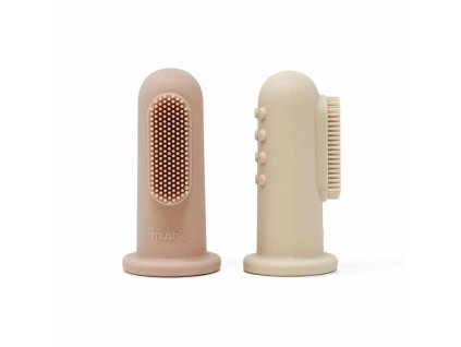 Silikónová zubná kefka na prst, Shifting Sand/Blush| MUSHIE